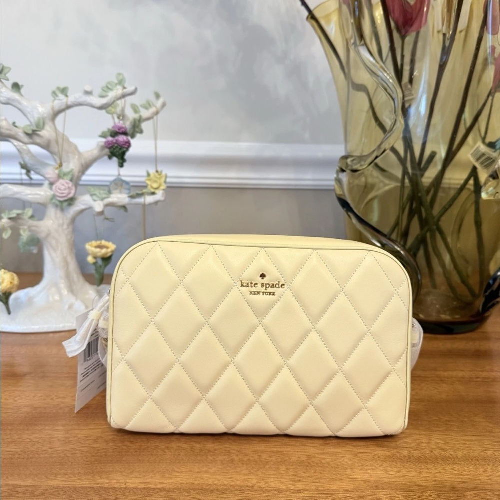 Kate Spade Smooth Quilted Leather Carey Camera Bag KG425 Butter  🧈 Light Yellow
